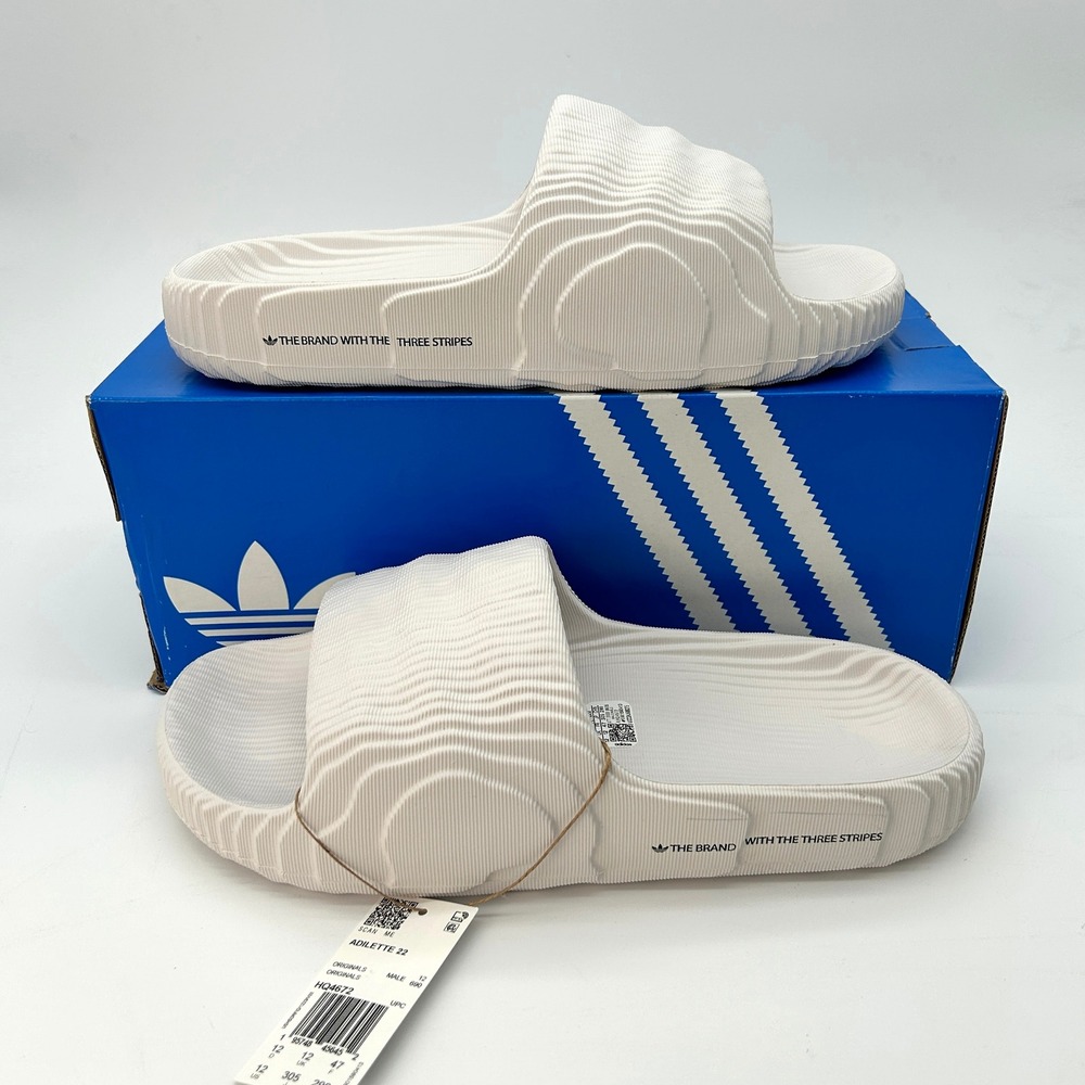 adidas Adilette 22 Slides Mens Size 12 Crystal White Sustainable NEW HQ4672
